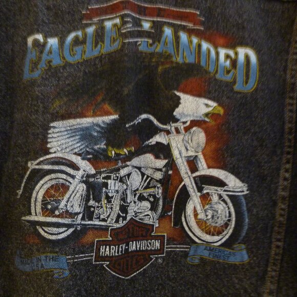 Harley-Davidson Made in USA Men's Denim Jacket With Eagle Has Landed Graphics XL - Picture 4 of 8